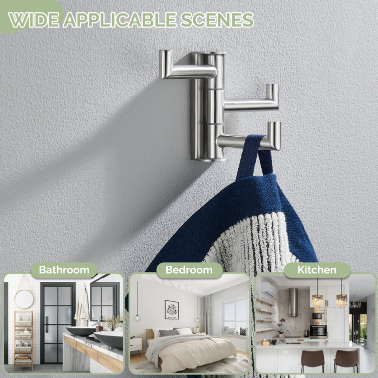 Matte Black Stainless Steel Triple Swivel Towel Hook