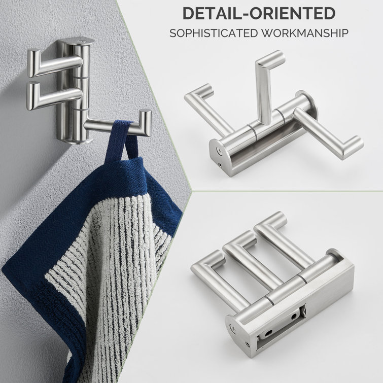 Matte Black Stainless Steel Triple Swivel Towel Hook
