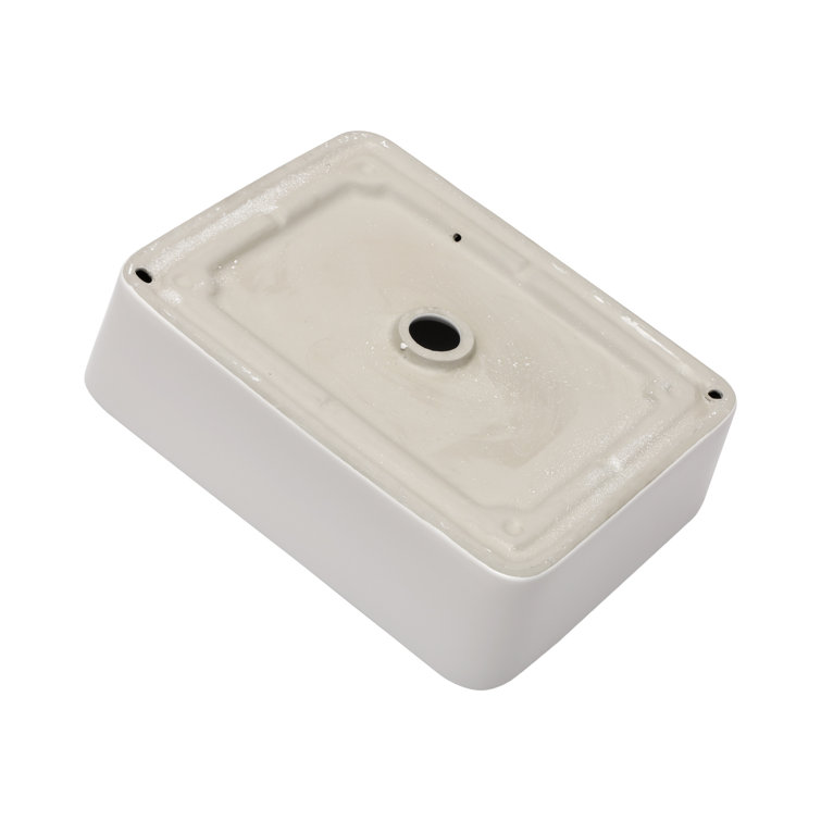 19" White Ceramic Rectangular Vessel Sink with Oil Rubbed Bronze Faucet