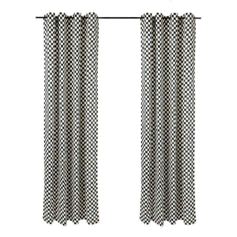 Black and White Cotton Room-Darkening Grommet Curtains for Kids