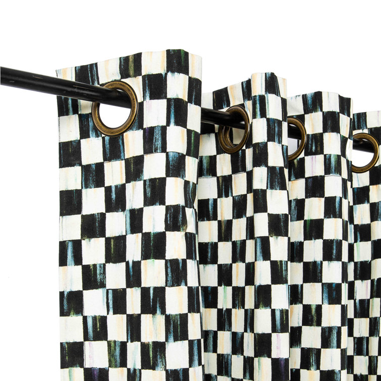 Black and White Cotton Room-Darkening Grommet Curtains for Kids