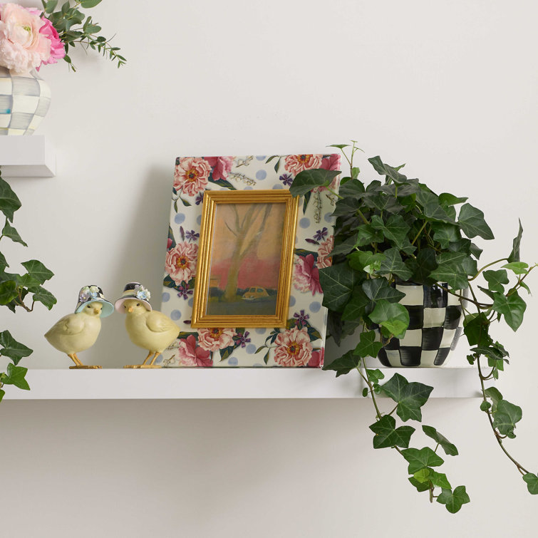 Gold Trim Floral Enamel 4" x 6" Tabletop Frame