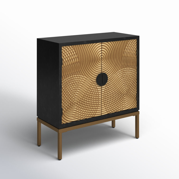 Black and Bronze Ripple Design 2-Door Cabinet