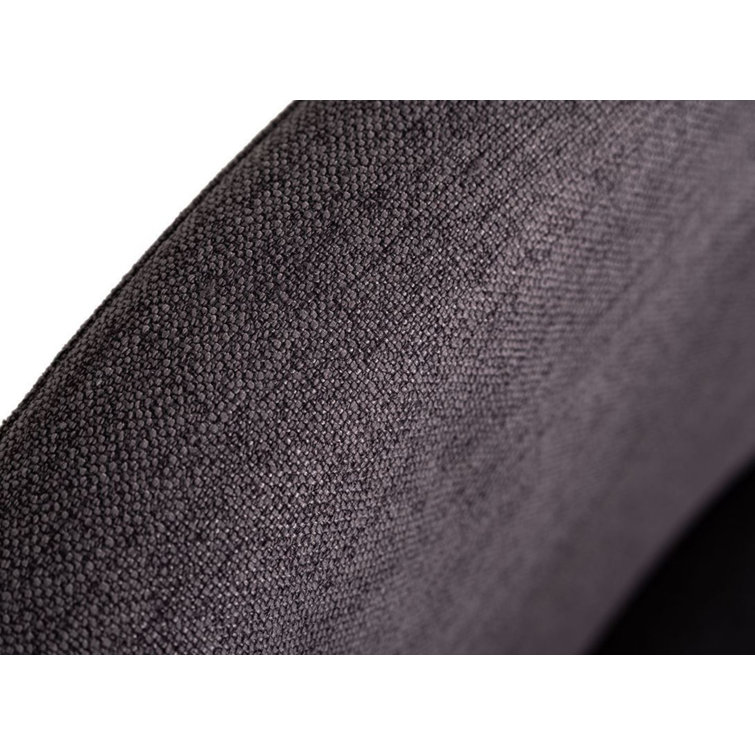 Elegant Grey Fabric Upholstered Dining Chair with Antique Brass Accents