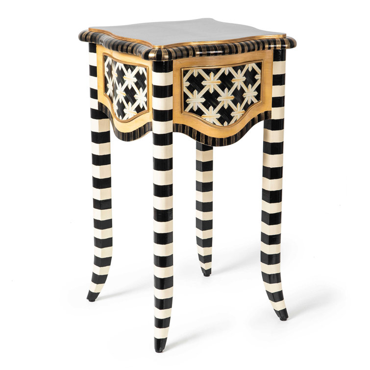 Beech and Porcelain Square Accent Table with Storage