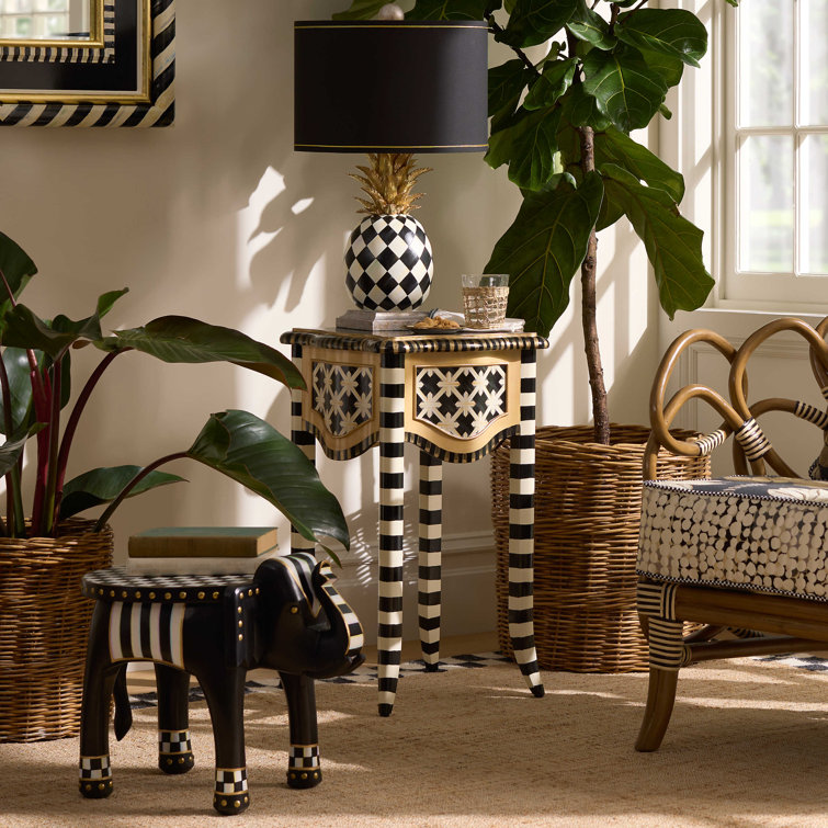 Beech and Porcelain Square Accent Table with Storage