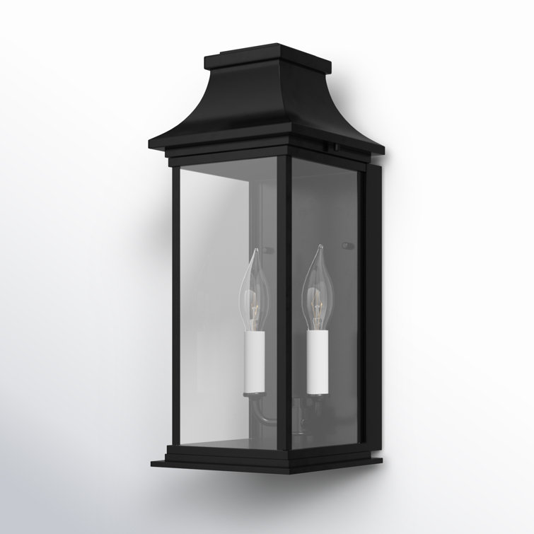 Vicksburg Black Aluminum 2-Light Outdoor Wall Sconce with Clear Glass
