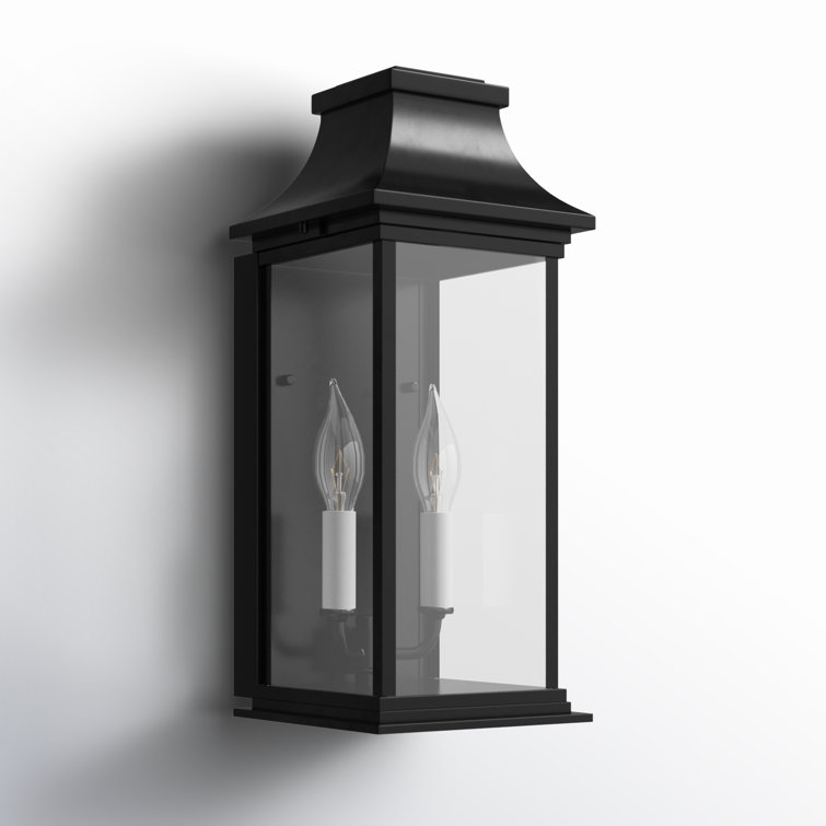 Vicksburg Black Aluminum 2-Light Outdoor Wall Sconce with Clear Glass