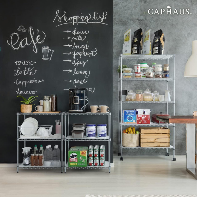 Silver 4-Tier Adjustable Metal Wire Shelving Unit with Wheels