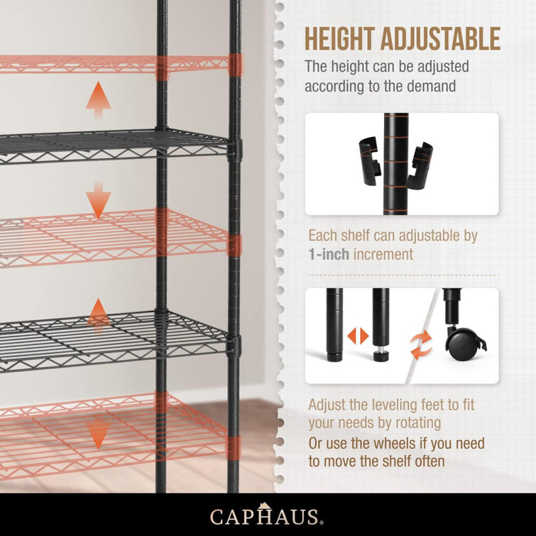 Silver 4-Tier Adjustable Metal Wire Shelving Unit with Wheels