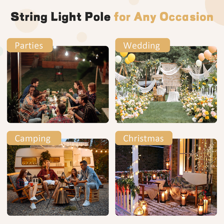 9-Foot Black Solar Powered Outdoor LED Globe String Lights