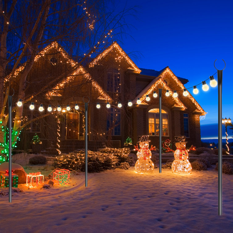 9-Foot Black Solar Powered Outdoor LED Globe String Lights