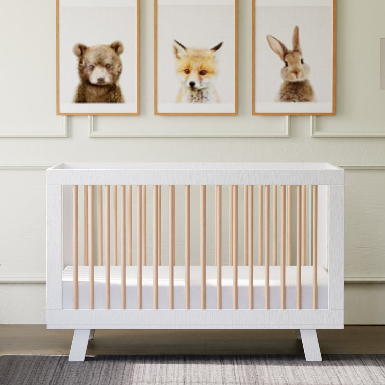 Hudson Convertible White/Washed Natural Crib 3-in-1 Design