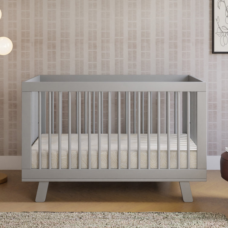 Hudson Modern Grey New Zealand Pine 3-in-1 Convertible Crib