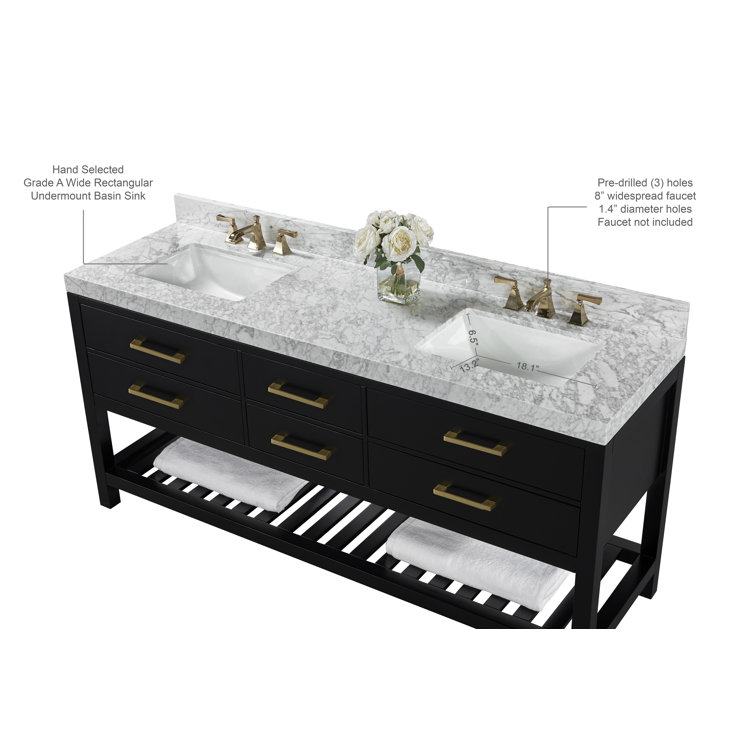 Elizabeth 72" Black Onyx Double Freestanding Bath Vanity Set