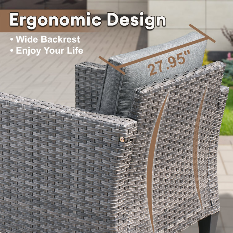 7-Person Gray Steel Frame Patio Sofa Set with Orange Cushions