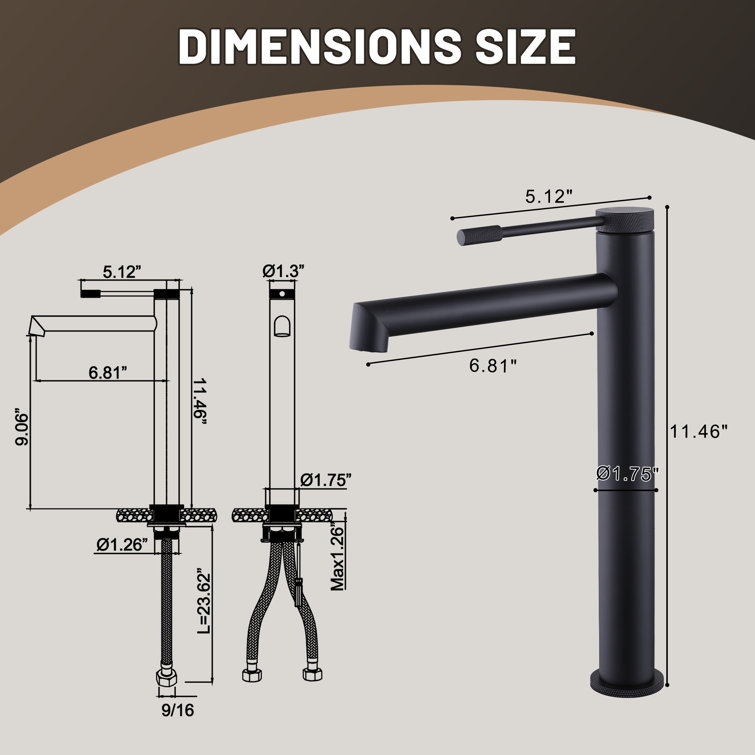 Matte Black Brass Single Handle Bathroom Faucet