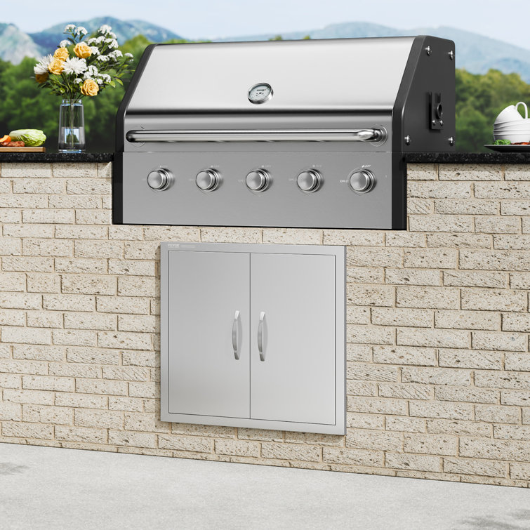 Stainless Steel Double Outdoor Kitchen Access Door 26" x 24"