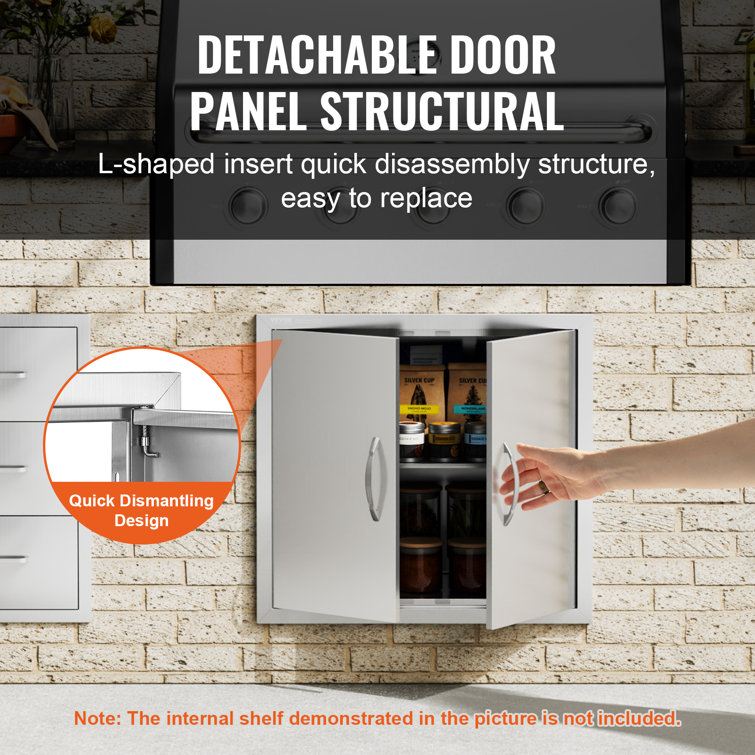 Stainless Steel Double Outdoor Kitchen Access Door 26" x 24"