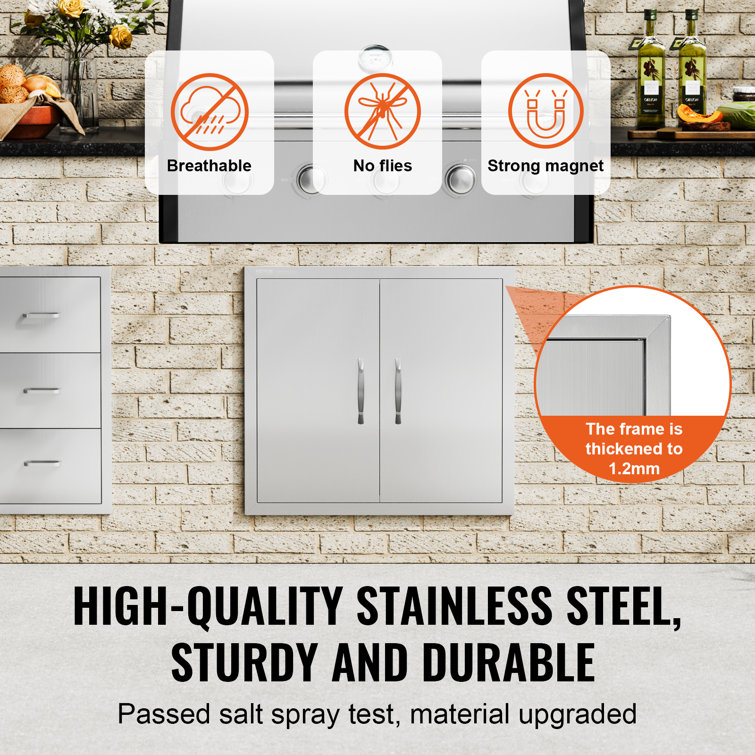Stainless Steel Double Outdoor Kitchen Access Door 26" x 24"