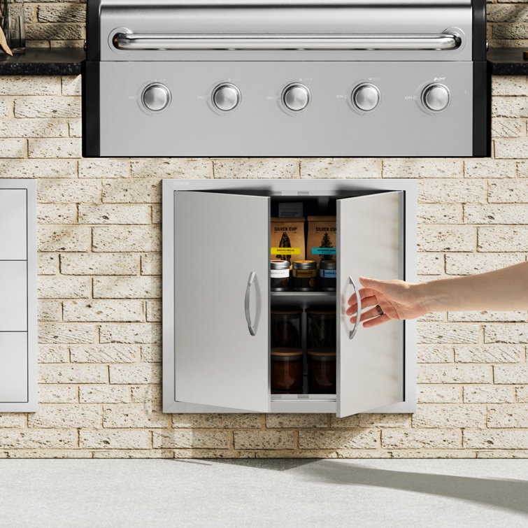 Stainless Steel Double Outdoor Kitchen Access Door 26" x 24"