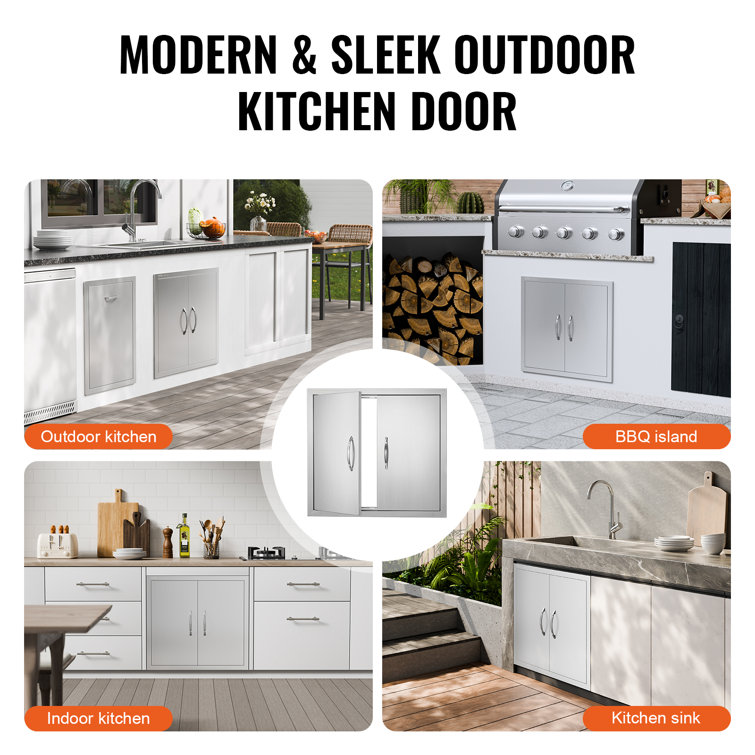 Stainless Steel Double Outdoor Kitchen Access Door 26" x 24"