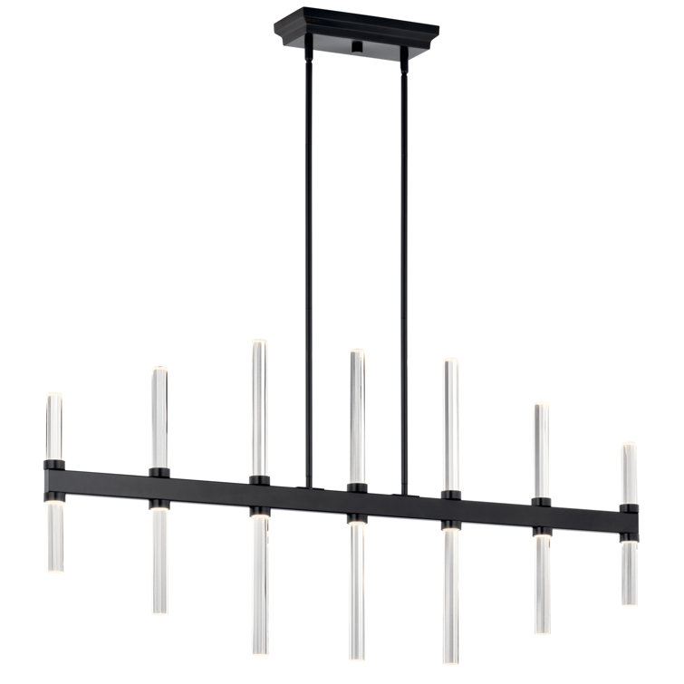 Black Crystal LED Linear Chandelier with Clear Optical Shade