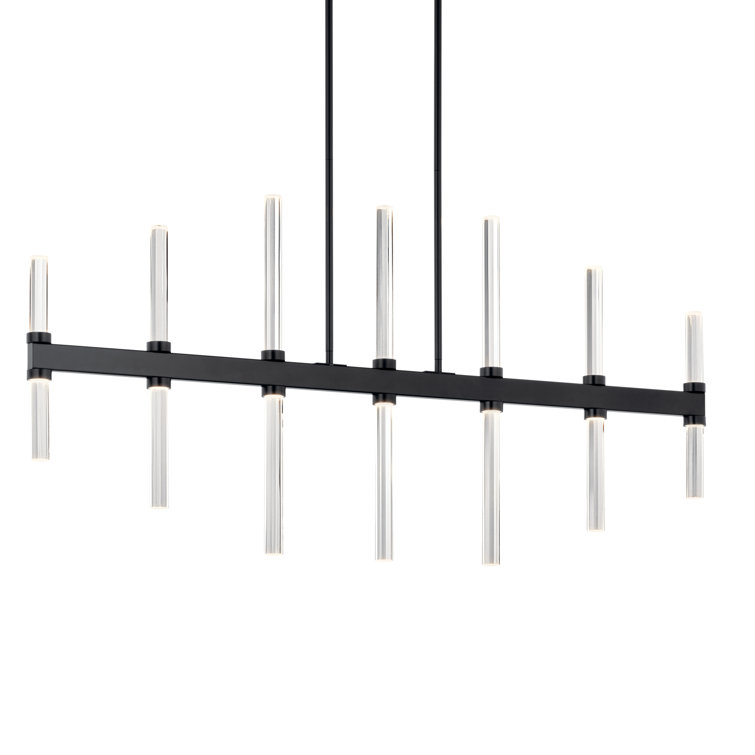 Black Crystal LED Linear Chandelier with Clear Optical Shade