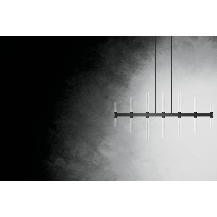 Black Crystal LED Linear Chandelier with Clear Optical Shade