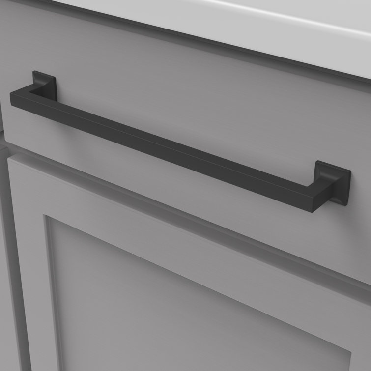 Matte Black Zinc Kitchen Cabinet Handle with Mounting Hardware, 5-1/16"