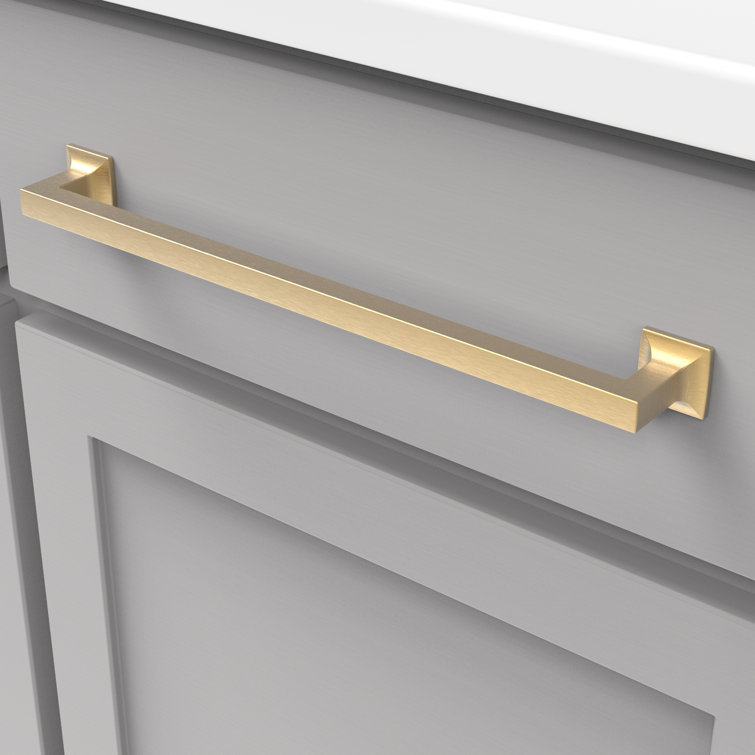 Brushed Golden Brass Modern Cabinet Handle with Mounting Hardware