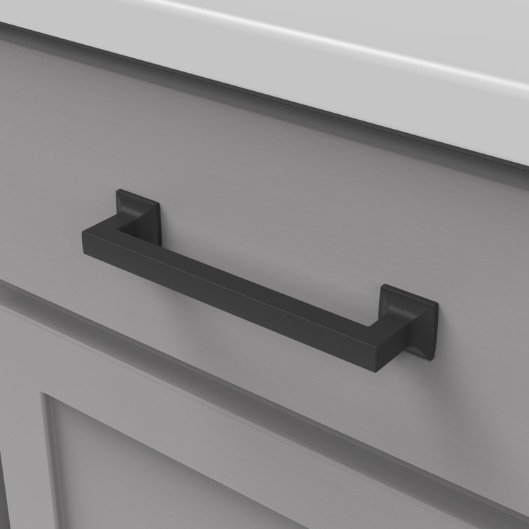 Matte Black Zinc Kitchen Cabinet Handle with Mounting Hardware, 5-1/16"