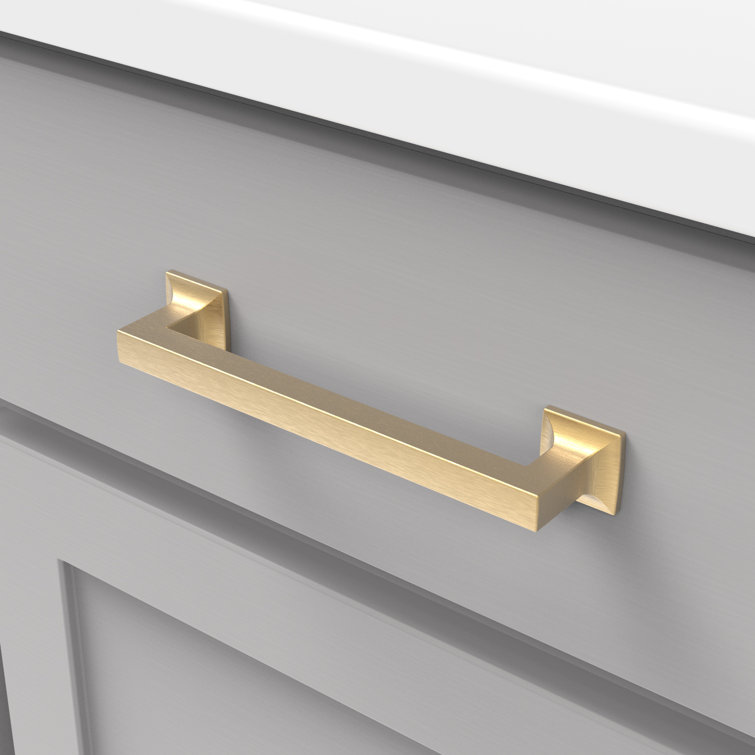 Brushed Golden Brass Modern Cabinet Handle with Mounting Hardware