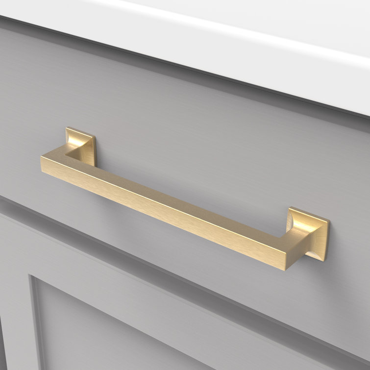 Brushed Golden Brass Modern Cabinet Handle with Mounting Hardware