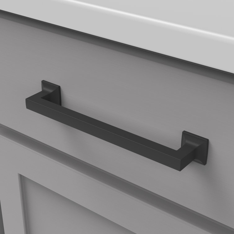 Matte Black Zinc Kitchen Cabinet Handle with Mounting Hardware, 5-1/16"