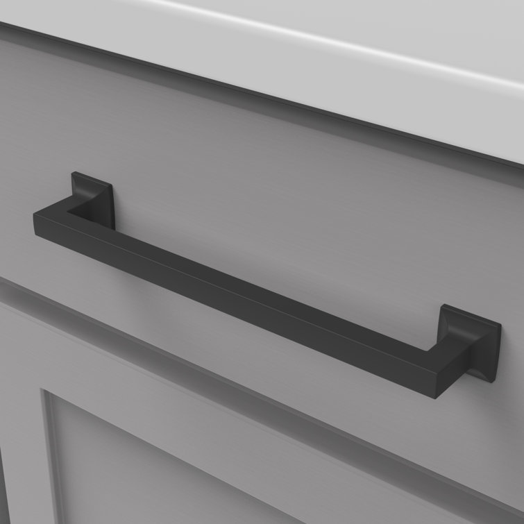 Matte Black Zinc Kitchen Cabinet Handle with Mounting Hardware, 5-1/16"