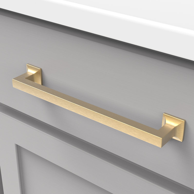 Brushed Golden Brass Modern Cabinet Handle with Mounting Hardware