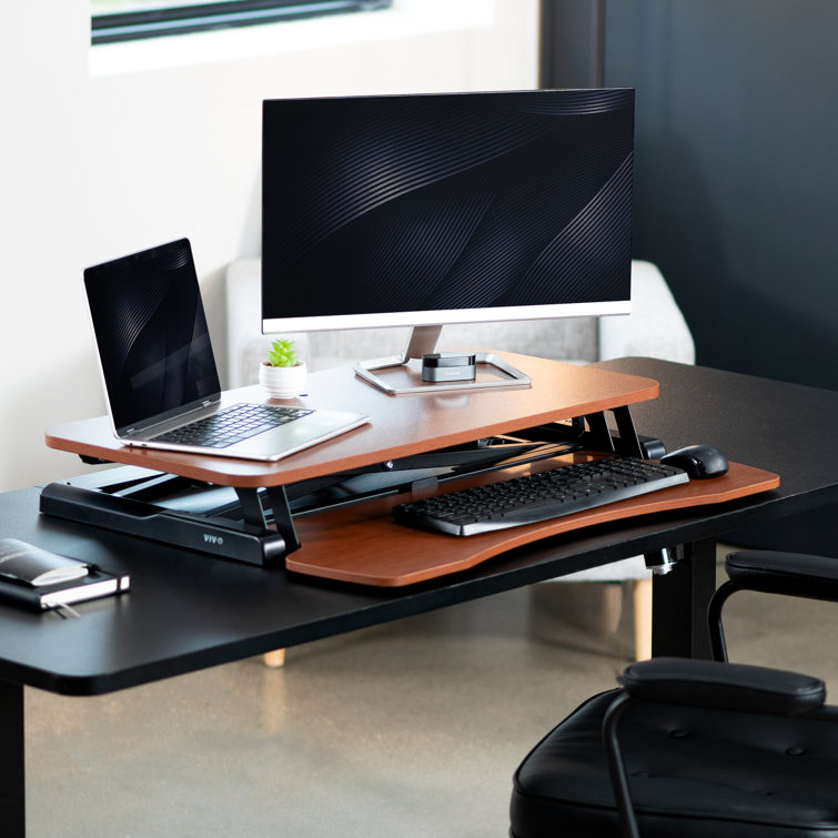 32" Manual Wood Standing Desk Converter with Keyboard Tray