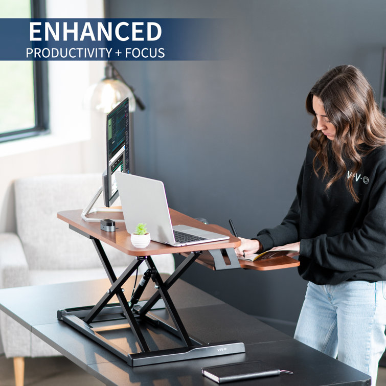 32" Manual Wood Standing Desk Converter with Keyboard Tray
