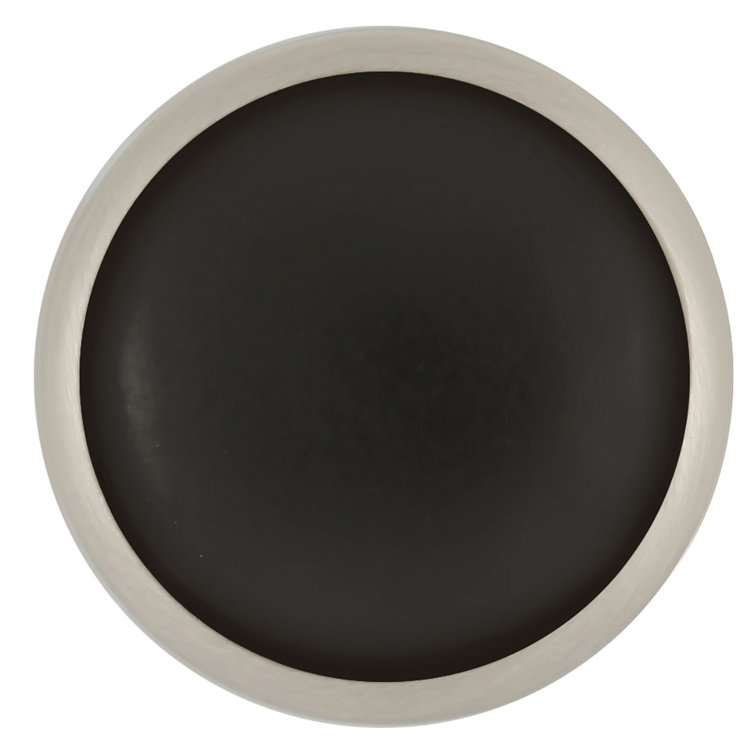 Satin Nickel and Black Round Cabinet Knob with Mounting Hardware