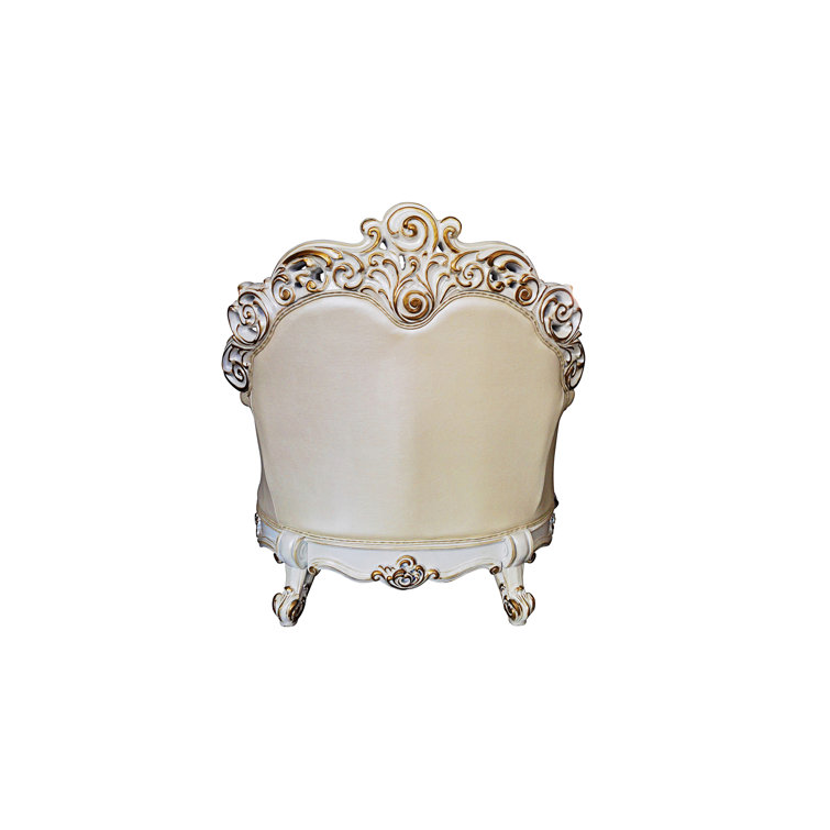 Antique Pearl White Faux Leather Tufted Accent Chair