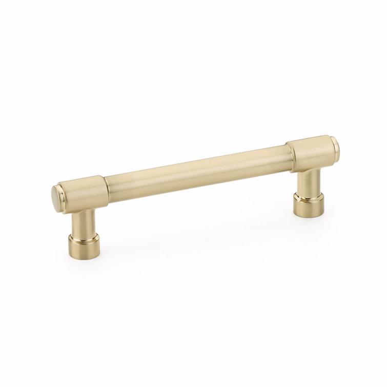 Satin Brass Modern Industrial Bar Cabinet Pull with Mounting Hardware