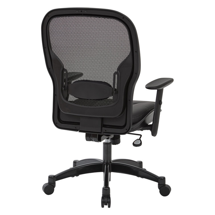 Ergonomic High-Back Executive Mesh Chair with Leather Seat and Adjustable Arms