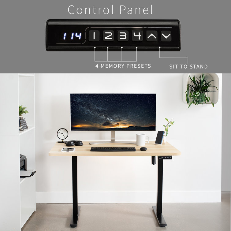 Light Wood and Black Adjustable Height Standing Desk