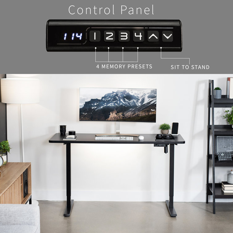 Black Adjustable Height Electric Standing Desk with Steel Frame