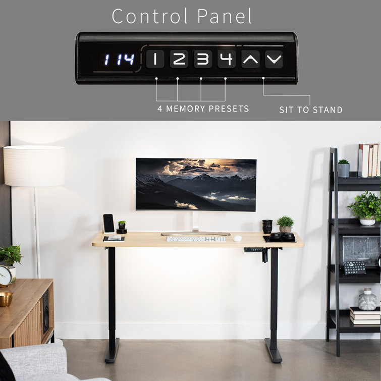 Light Wood and Black Adjustable Height Standing Desk