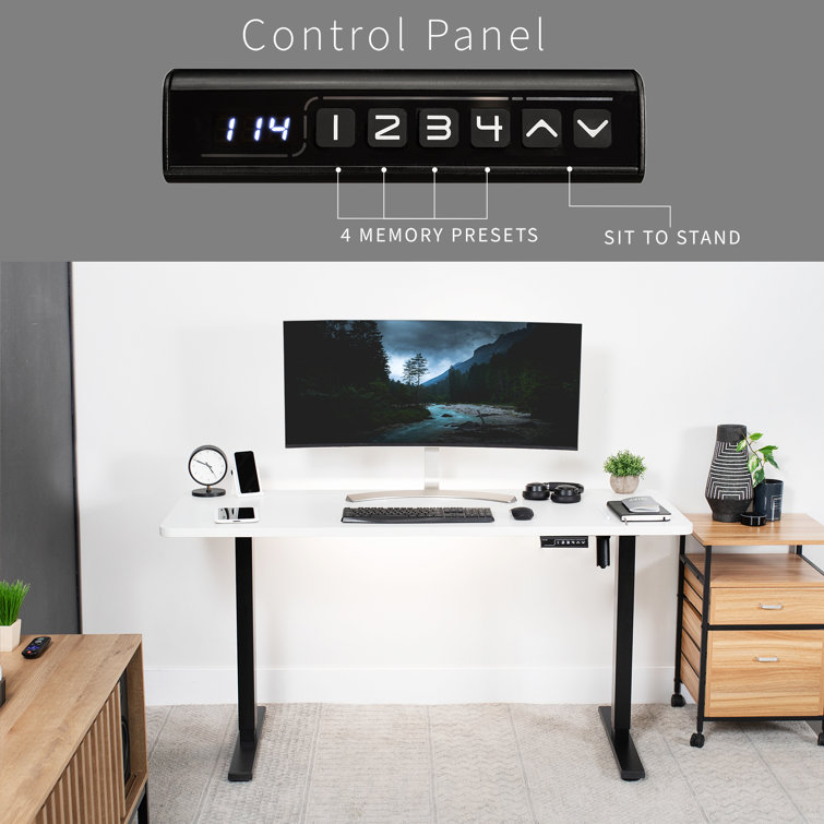 White and Black Adjustable Height Electric Standing Desk