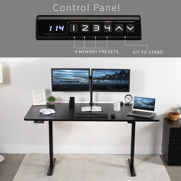 Vivo Electric Height Adjustable 71" Black Standing Desk with Memory Presets