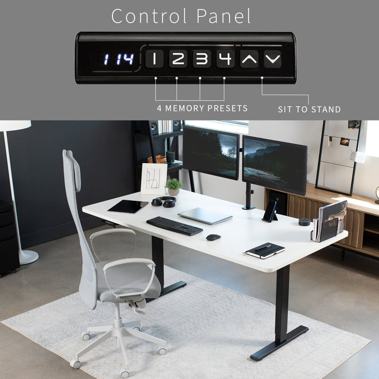 71'' White and Black Adjustable Height Electric Standing Desk