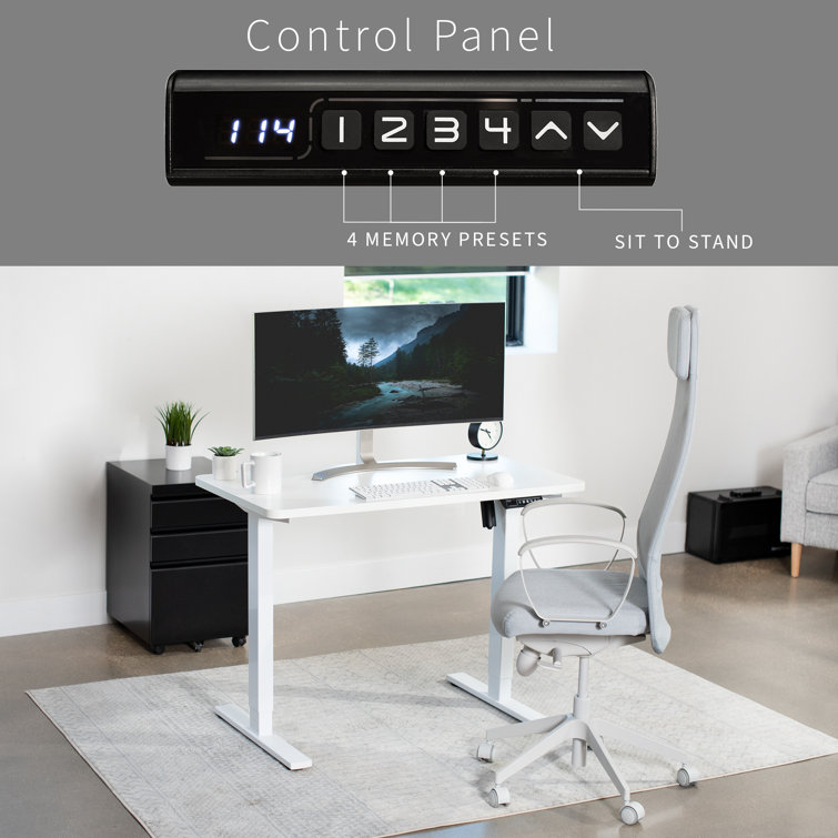 White Adjustable Height Electric Standing Desk with Memory Presets